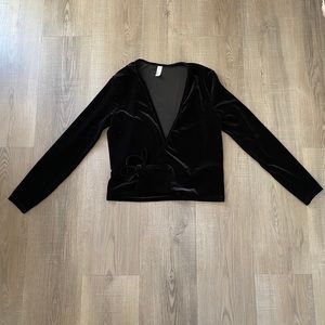 American Apparel black velvet wrap crop top